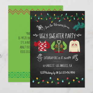 Chalkboard Ugly Sweater-julfest-inbjudan Inbjudningar