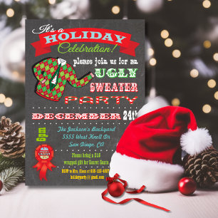 Chalkboard Ugly Sweater-julfest-inbjudan Inbjudningar