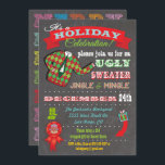 Chalkboard Ugly Sweater-julfest-inbjudan Inbjudningar<br><div class="desc">Toppen coola Ugly Sweater Helgdag julfest med en illustration av en ful svettare,  roligt-typografi och banderoller på en kritersbakgrund. McBooboos illustration av hand plockade.</div>