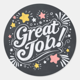 Chalkboard Underbara jobbstämplar med stjärnor och Runt Klistermärke