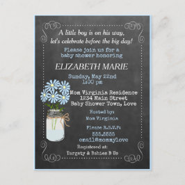 Chalkboard-utseendet Blue Baby Shower-inbjudan | Inbjudan Vykort