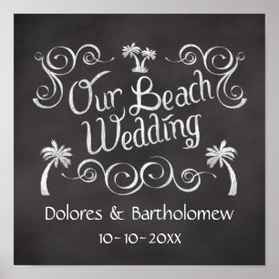 Chalkboard vår Beach Wedding Sign Poster