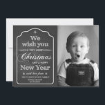 Chalkboard - vi önskar dig en God jul-anpassningsb Julkort<br><div class="desc">Sätt in ett eget namn & foto i det här trendiget helgdag-kortet med "Vi önskar dig ett God jul och ett Gott nytt år" på framsidan. Designad av Robin.</div>