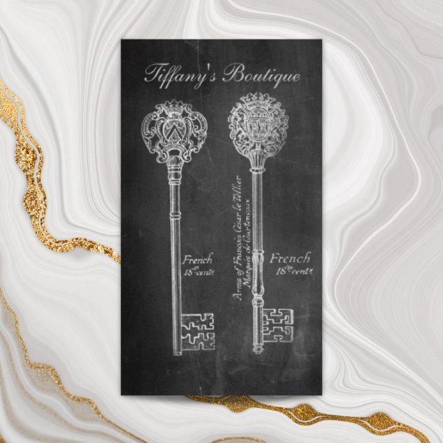Chalkboard Victorian skeleton nycklar-sfärer Visitkort (Chalkboard Victorian skeleton keys realtor Business Card)