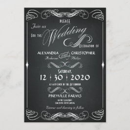 Chalkboard Vintage Bold Typography Bröllop Ram Inbjudningar