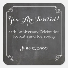 Chalkboard Vintage Flourish Ram, årsdag Fyrkantigt Klistermärke