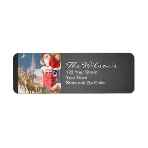 Chalkboard Vintage jultomte Returadress Etikett