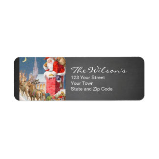 Chalkboard Vintage jultomte Returadress Etikett