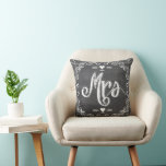 Chalkboard Vintage Modern Bride Pillow Kudde<br><div class="desc">Chalkboard Vintage Modern Mr. och Chalkboard bröllopsinbjudningar Sweet and sassy chalkboard bröllop. Du kan anpassa denna vackra Elegant Vintage Inslag Coral, Blue, Grått och White Vintage Bird Pillow för att säga vad du vill eller för att använda den nuvarande Mrs. för Bride/frun eller köpa två Mrs och en Mr för...</div>