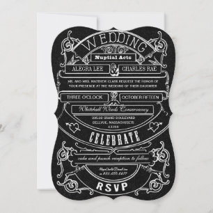 Chalkboard Vintage Modern Typography Bröllop Inbjudningar