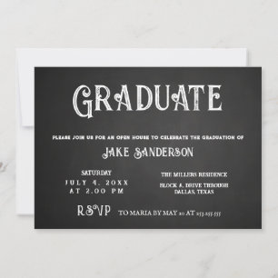 Chalkboard Vintage Open House Studenten Inbjudningar