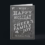 Chalkboard Vintage Stil Lycklig Helgdag Helgkort<br><div class="desc">Vintagen inspirerade till typografi ge denna skylt med chalkboard cafe tecknet stil lycklig helgdag med ett charmerande och festligt intryck med detaljer om gren. Anpassa till år,  familj namn,  ett foto- och personlig-förtryckt meddelande för att verkligen göra detta till ett slags meddelande.</div>