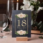 Chalkboard Vit ros Guld Ram | Bord-kort Bordsnummer<br><div class="desc">En rustisk bakgrund i kretskbrädet med blommigt i vit ros överst och grund i guld ram. Kontakta mig om du behöver matchande artiklar.</div>