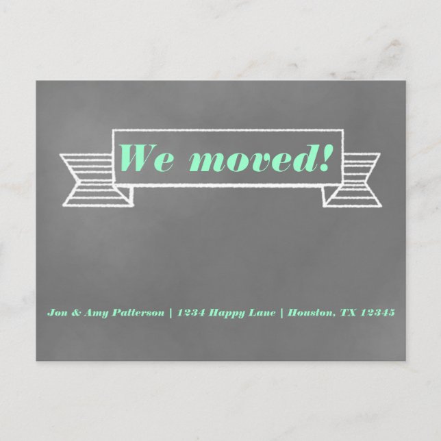Chalkboard-vykort för Flytta-meddelande Meddelande Vykort (Framsida)