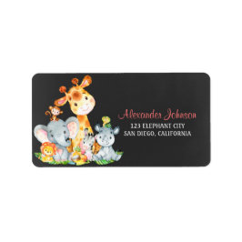 Chalkboard Watercol Cute Jungle Animals Adressetikett