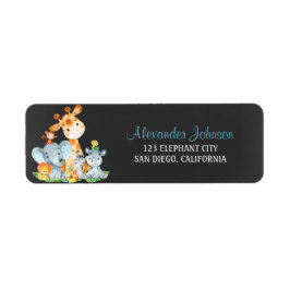 Chalkboard Watercol Cute Jungle Animals Returadress Etikett