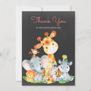 Chalkboard Watercol Cute Jungle Animals Tack Kort