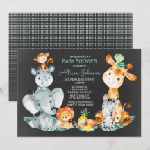 Chalkboard Watercol Cute Safari Jungle Baby Shower