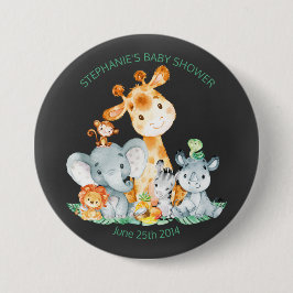 Chalkboard Watercol Cute Safari Jungle Baby Shower Knapp