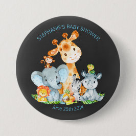 Chalkboard Watercol Cute Safari Jungle Baby Shower Knapp