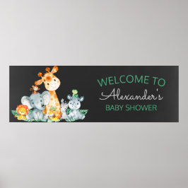 Chalkboard Watercol Cute Safari Jungle Baby Shower Poster
