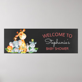 Chalkboard Watercol Cute Safari Jungle Baby Shower Poster