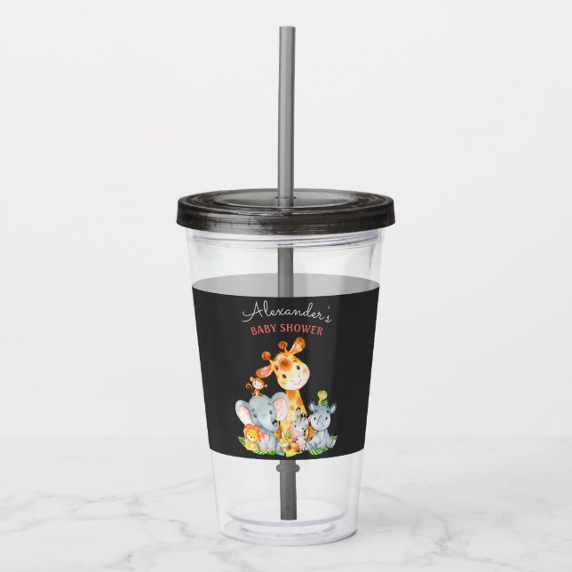 Chalkboard Watercol Cute Safari Jungle Baby Shower Take Away Mugg (Framsida)