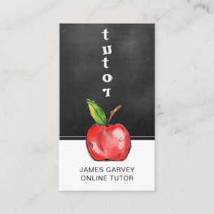 Chalkboard Watercolor Apple Tutor Teacher Visitkort