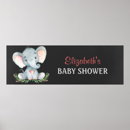 Chalkboard Watercolor Elephant Boy Shower Poster