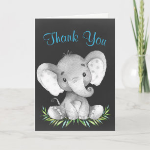 Chalkboard Watercolor Elephant Boy Tack Kort