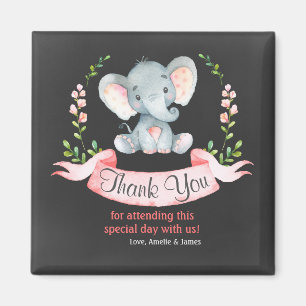 Chalkboard Watercolor Elephant Girl Tack Magnet