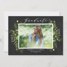 Chalkboard Watercolor Foliage Photo Graduation Meddelande