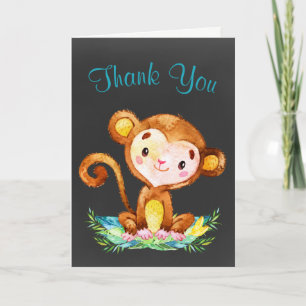 Chalkboard Watercolor Monkey Boy Tack Kort