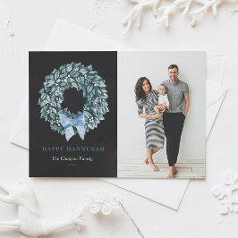 Chalkboard White Berry Wandan Lycklig Hanukkah Pho Julkort