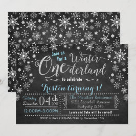 Chalkboard Winter ONEderland Birthday Inbjudan