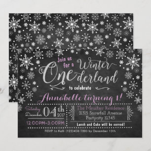 Chalkboard Winter ONEderland Birthday-inbjudan Inbjudningar