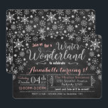 Chalkboard Winter Wonderland Birthday-inbjudan Inbjudningar<br><div class="desc">Meddela ditt barns födelsedag "Winter Wonderland party" med dessa schalkboard-snowflinginbjudningar i rosa,  vita och silver glitter. * glitter är en stil-effekt,  ingen riktig glitter används vid skapar av detta mönster. Alla symboler är © Party Gnistra Designer</div>