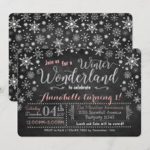 Chalkboard Winter Wonderland Birthday-inbjudan