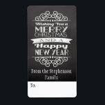Chalkboard Wishing You God jul Gift Märkre Fraktsedel<br><div class="desc">..och en gott nytt år! Ny modern utformning av land i vintage,  mörk slate grått-bakgrund med vita bokstäver och dekorativt inslag.</div>