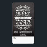 Chalkboard Wishing You God jul Gift Märkre Fraktsedel<br><div class="desc">..och en gott nytt år! Ny modern utformning av land i vintage,  mörk slate grått-bakgrund med vita bokstäver och dekorativt inslag.</div>