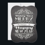 Chalkboard Wishing You God jul Inbjudningar<br><div class="desc">..och en gott nytt år! Ny modern utformning av land i vintage,  mörk slate grått-bakgrund med vita bokstäver och dekorativt inslag.</div>