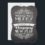 Chalkboard Wishing You God jul Inbjudningar<br><div class="desc">..och en gott nytt år! Ny modern utformning av land i vintage,  mörk slate grått-bakgrund med vita bokstäver och dekorativt inslag.</div>