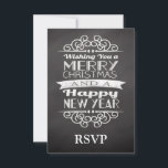 Chalkboard Wishing You God jul OSA<br><div class="desc">..och en gott nytt år! Ny modern utformning av land i vintage,  mörk slate grått-bakgrund med vita bokstäver och dekorativt inslag.</div>