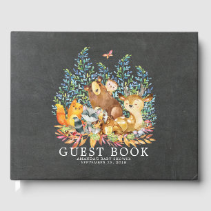 Chalkboard Woodland Baby Shower Guest Bok