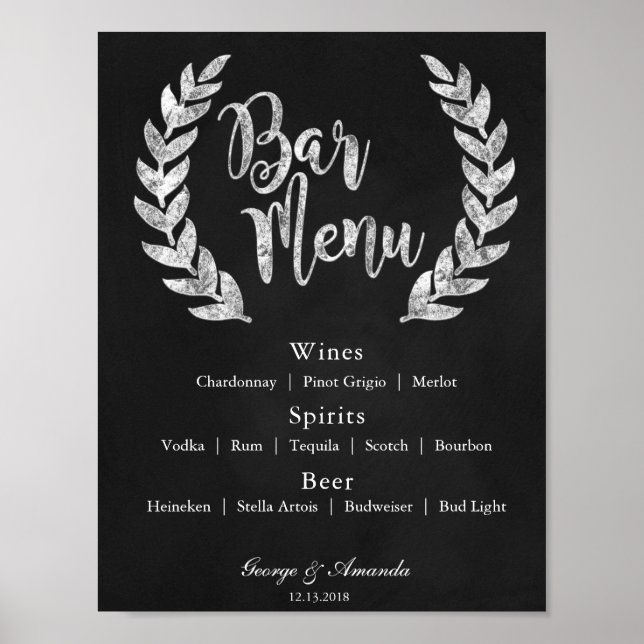 Chalkboard Wreath Bar Menu Poster (Framsidan)