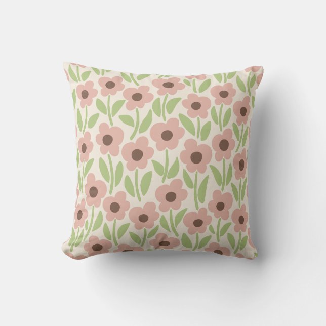 Chalkflower Garden Retro Pastel-Inspired Kudde (Framsida)