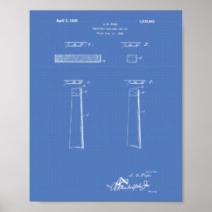 Chalkless Billiard Cue Tip 1925 - Blueprint Poster