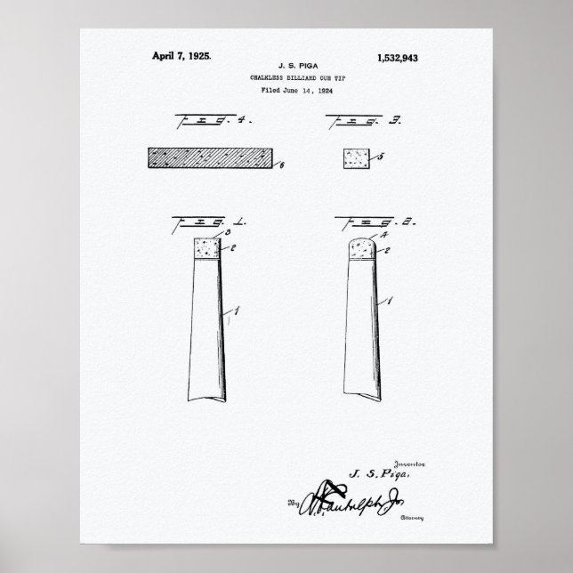 Chalkless Billiard Cue Tip 1925 - White Papper Poster (Framsidan)