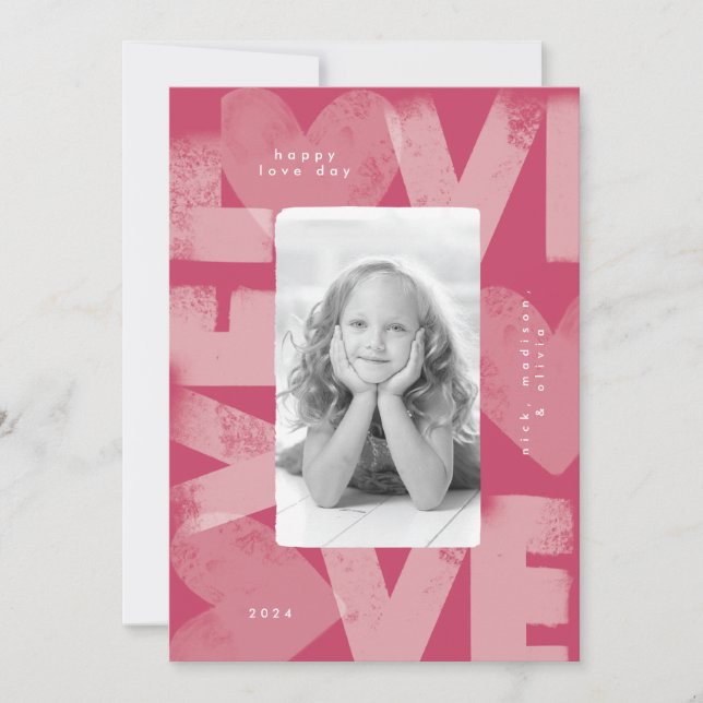 Chalky Graffiti Roligt Red Valentine Photo Card Julkort (Framsida)