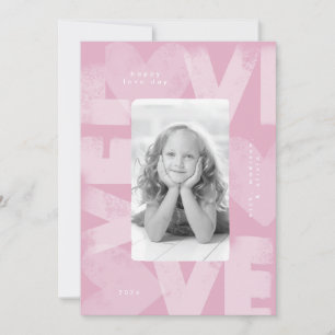 Chalky Graffiti Roligt Rosa Valentine Photo Card Julkort